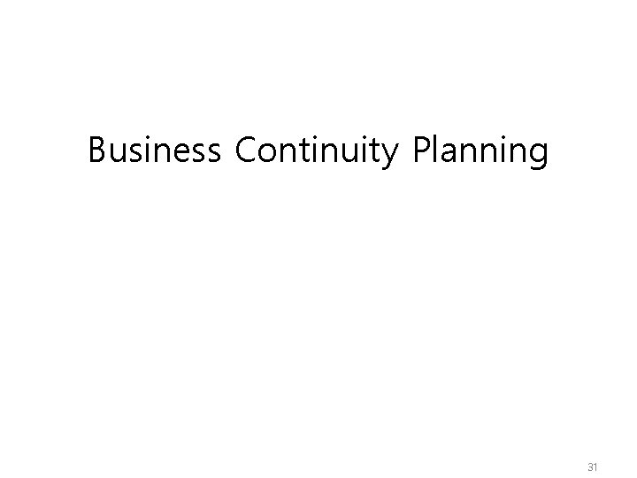 Business Continuity Planning 31 