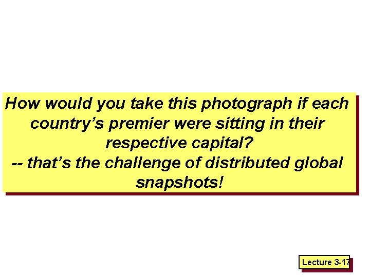 How would you take this photograph if each country’s premier were sitting in their