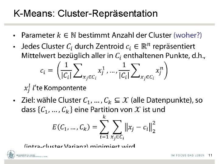 K-Means: Cluster-Repräsentation • 11 