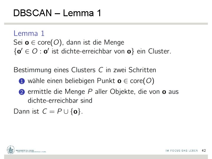 DBSCAN – Lemma 1 42 