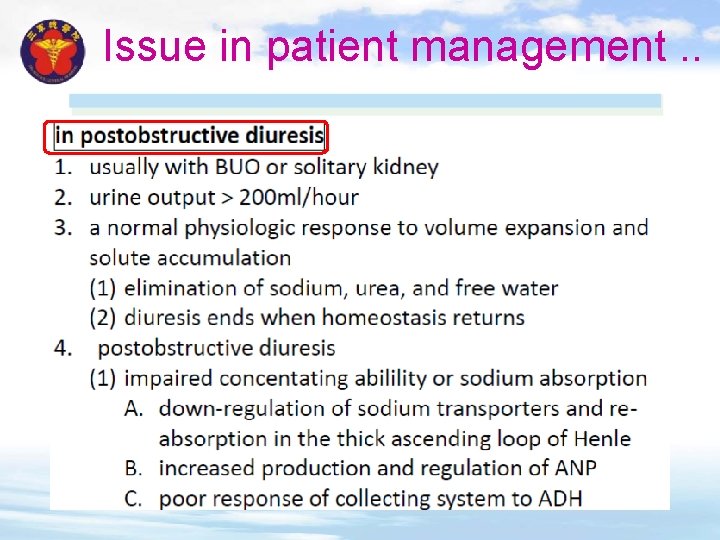 Issue in patient management. . 