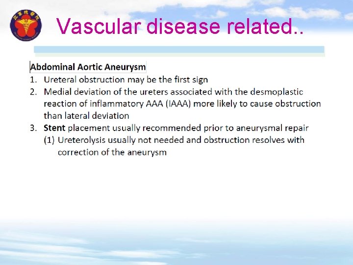 Vascular disease related. . 