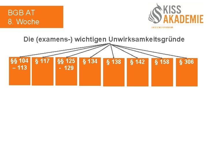BGB AT 8. Woche Die (examens-) wichtigen Unwirksamkeitsgründe §§ 104 – 113 § 117