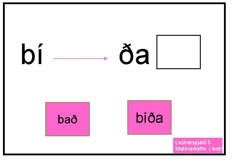 bí ða bað bíða Lestrarspjald 5 Matsverkefni í lestri 