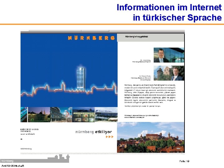  Amt für Wirtschaft Informationen im Internet in türkischer Sprache Folie: 19 