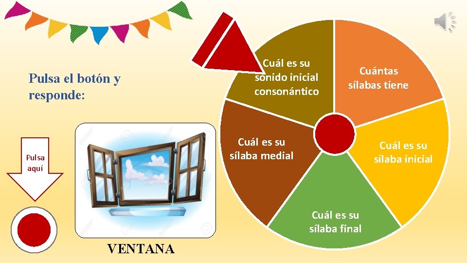 Pulsa el botón y responde: Cuál es su sonido inicial consonántico Cuántas sílabas tiene