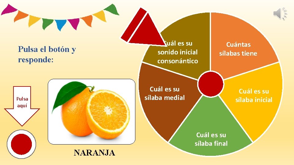 Pulsa el botón y responde: Cuál es su sonido inicial consonántico Cuántas sílabas tiene