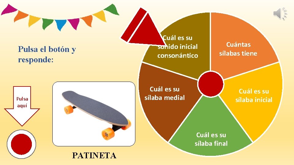 Pulsa el botón y responde: Cuál es su sonido inicial consonántico Cuántas sílabas tiene