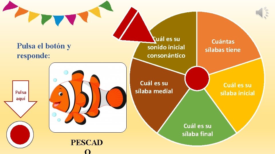 Pulsa el botón y responde: Cuál es su sonido inicial consonántico Cuántas sílabas tiene