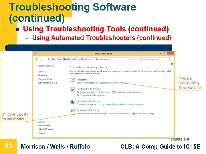 Troubleshooting Software (continued) l Using Troubleshooting Tools (continued) Using Automated Troubleshooters (continued) Lesson 9