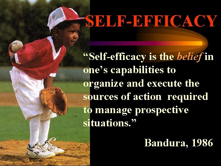 SELF-EFFICACY “Self-efficacy is the belief in one’s capabilities to organize and execute the sources