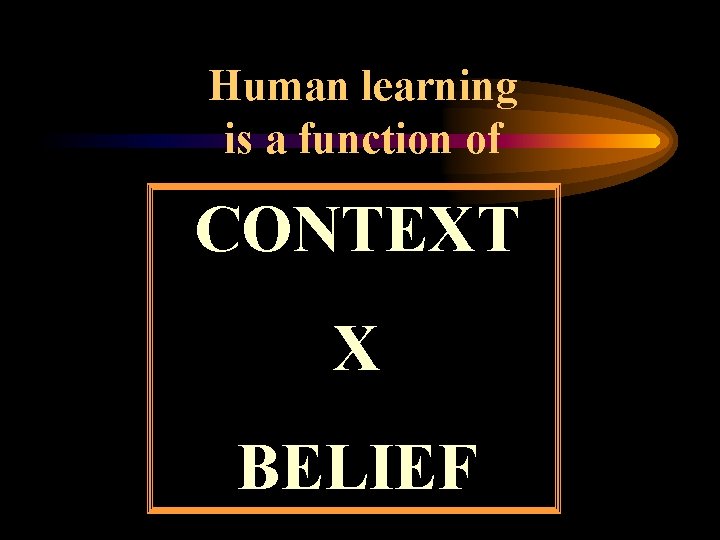 Human learning is a function of CONTEXT X BELIEF 