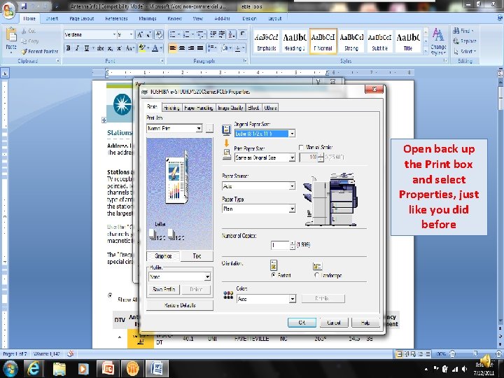 Open back up the Print box and select Properties, just like you did before