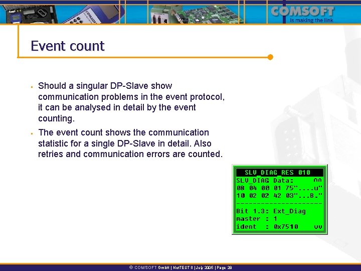 Event count § § Should a singular DP-Slave show communication problems in the event