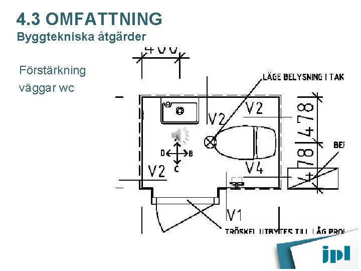 4. 3 OMFATTNING Byggtekniska åtgärder Förstärkning väggar wc 