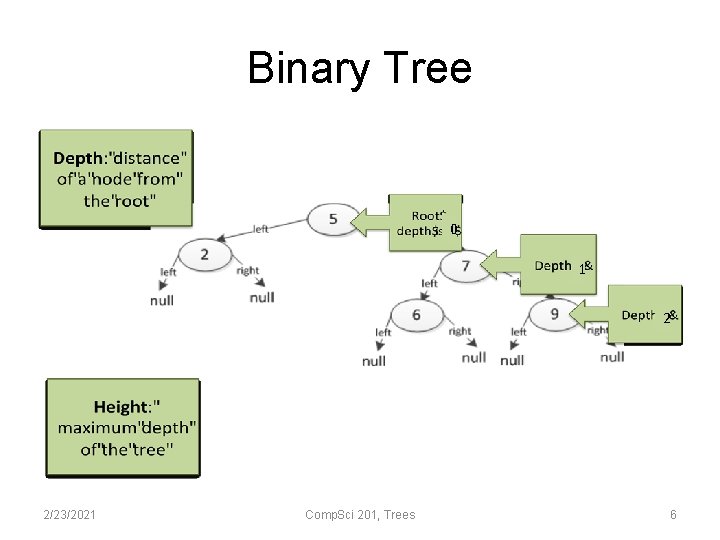 Binary Tree 0 1 2 2/23/2021 Comp. Sci 201, Trees 6 