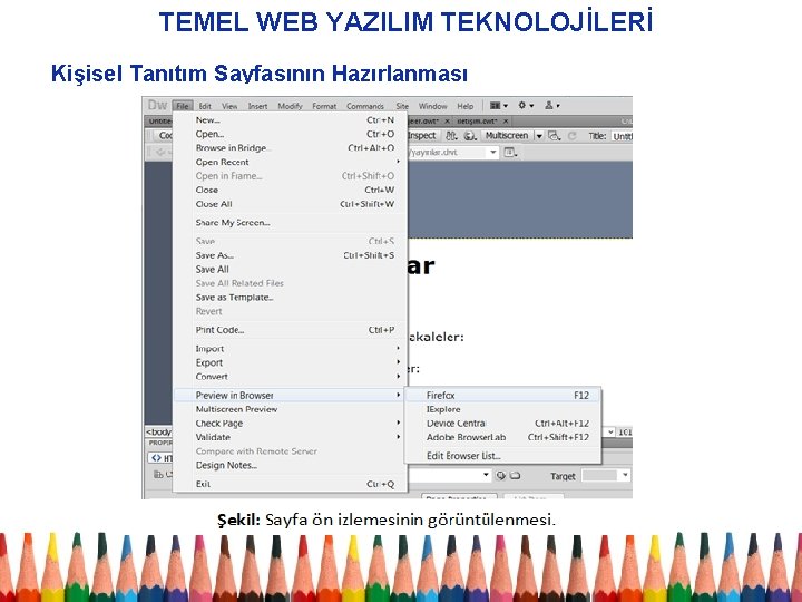 TEMEL WEB YAZILIM TEKNOLOJİLERİ Kişisel Tanıtım Sayfasının Hazırlanması 