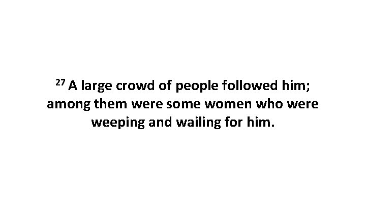 27 A large crowd of people followed him; among them were some women who