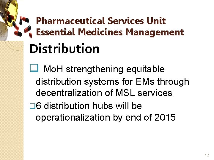 Pharmaceutical Services Unit Essential Medicines Management Distribution q Mo. H strengthening equitable distribution systems