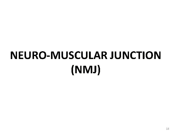 NEURO-MUSCULAR JUNCTION (NMJ) 18 