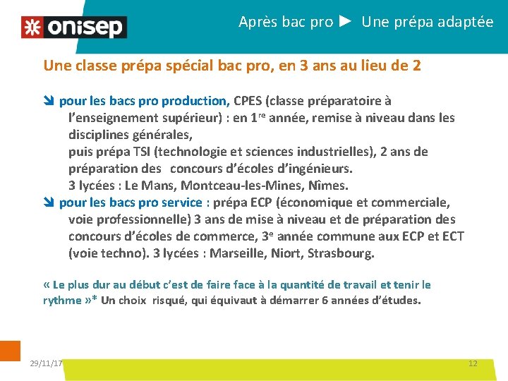 Après bac pro ► Une prépa adaptée Une classe prépa spécial bac pro, en