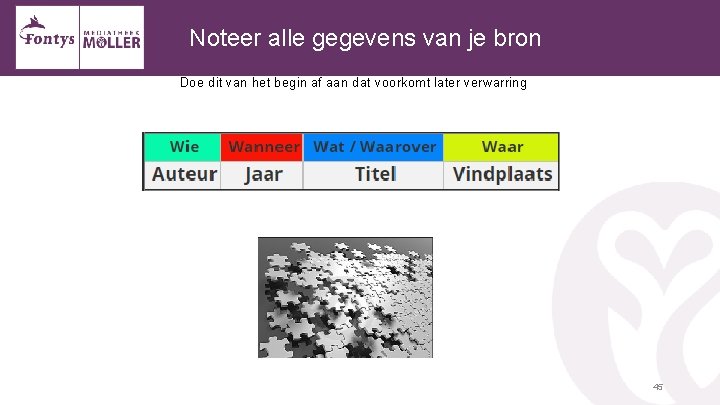  Noteer alle gegevens van je bron Doe dit van het begin af aan