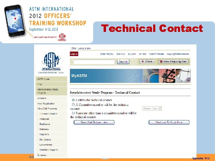 Technical Contact 46 September 2012 