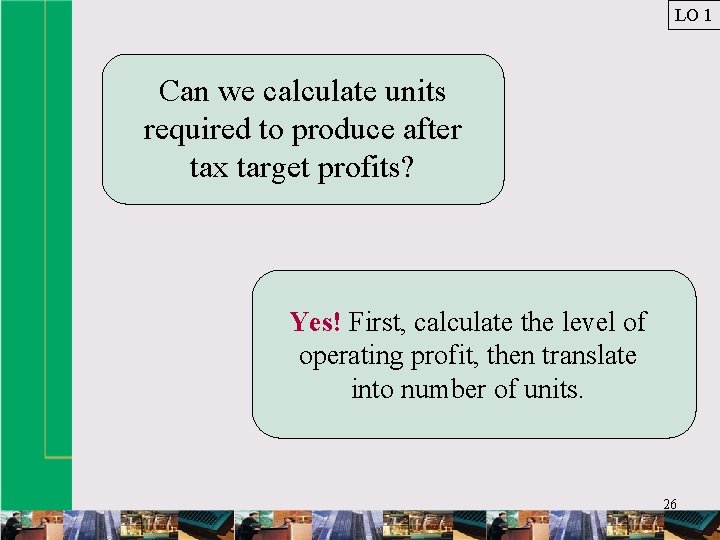 LO 1 Can we calculate units required to produce after tax target profits? Yes!