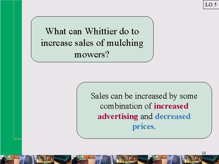 LO 5 What can Whittier do to increase sales of mulching mowers? Sales can