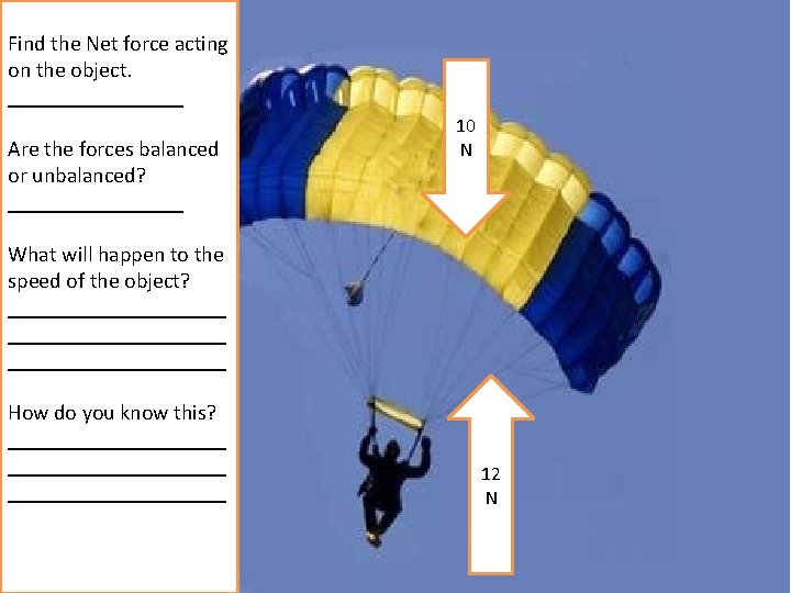 Find the Net force acting on the object. ________ Are the forces balanced or