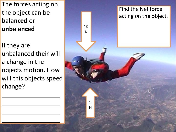 The forces acting on the object can be balanced or unbalanced If they are