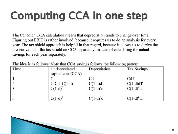 Computing CCA in one step 9 