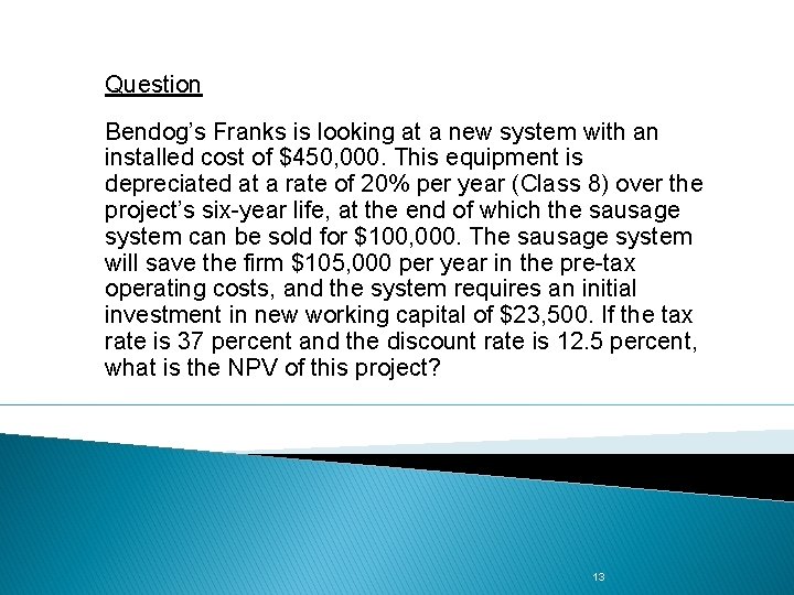Question Bendog’s Franks is looking at a new system with an installed cost of