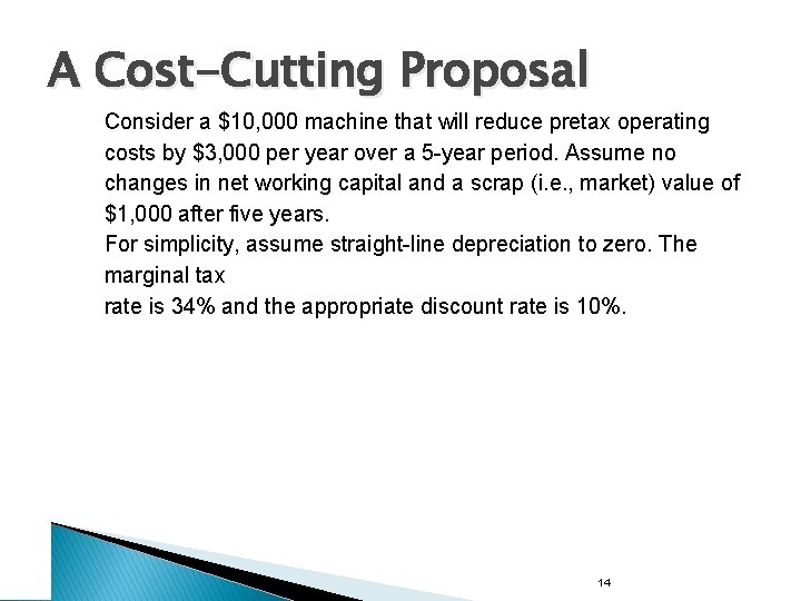 A Cost-Cutting Proposal Consider a $10, 000 machine that will reduce pretax operating costs
