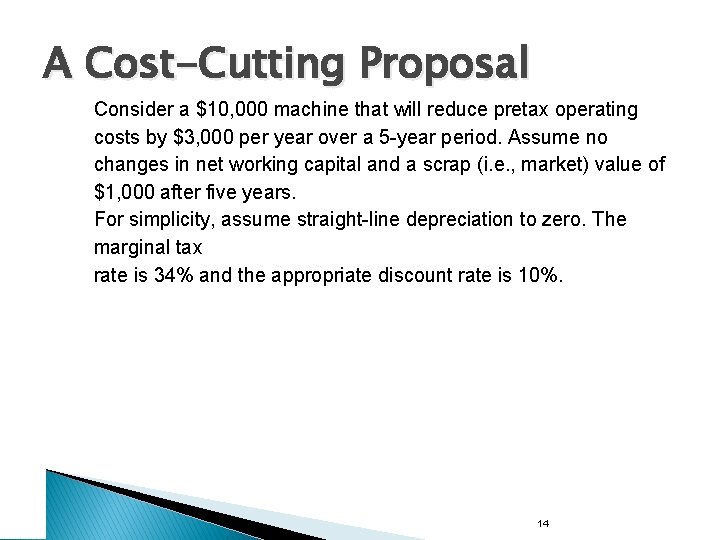 A Cost-Cutting Proposal Consider a $10, 000 machine that will reduce pretax operating costs