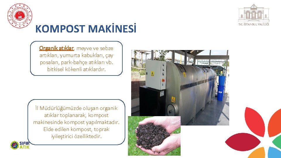KOMPOST MAKİNESİ Organik atıklar, meyve ve sebze artıkları, yumurta kabukları, çay posaları, park-bahçe atıkları