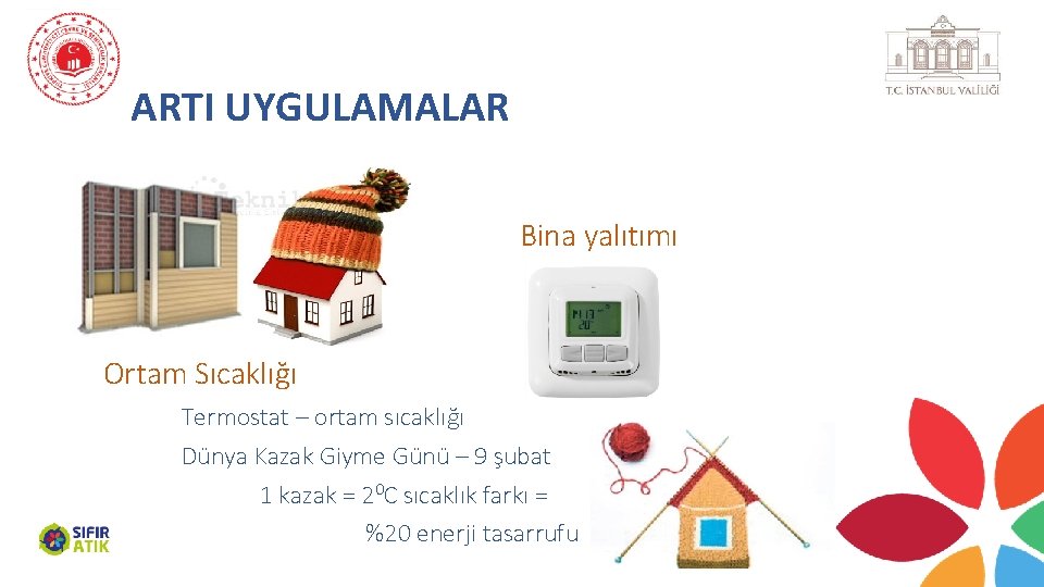 ARTI UYGULAMALAR Bina yalıtımı Ortam Sıcaklığı Termostat – ortam sıcaklığı Dünya Kazak Giyme Günü