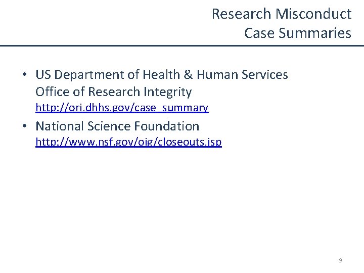 Research Misconduct Case Summaries • US Department of Health & Human Services Office of