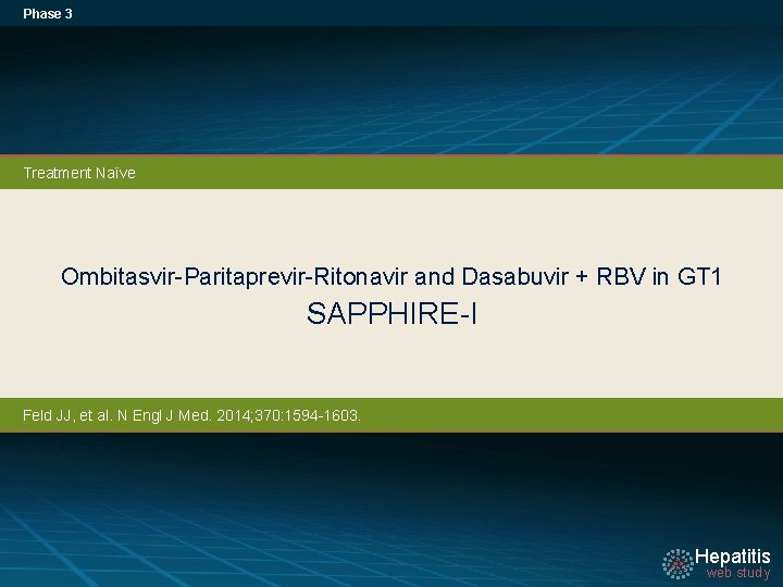 Phase 3 Treatment Naïve Ombitasvir-Paritaprevir-Ritonavir and Dasabuvir + RBV in GT 1 SAPPHIRE-I Feld