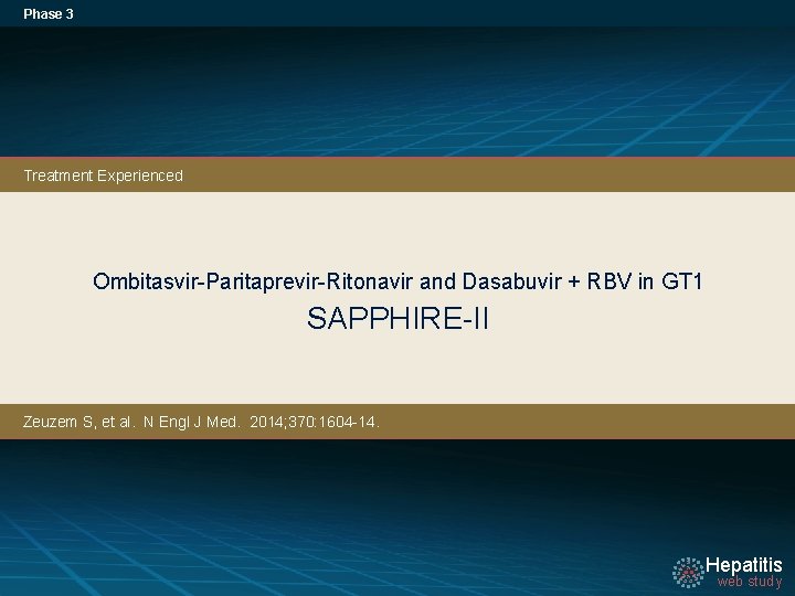 Phase 3 Treatment Experienced Ombitasvir-Paritaprevir-Ritonavir and Dasabuvir + RBV in GT 1 SAPPHIRE-II Zeuzem