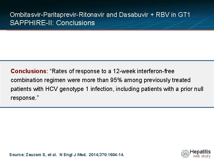 Ombitasvir-Paritaprevir-Ritonavir and Dasabuvir + RBV in GT 1 SAPPHIRE-II: Conclusions: “Rates of response to