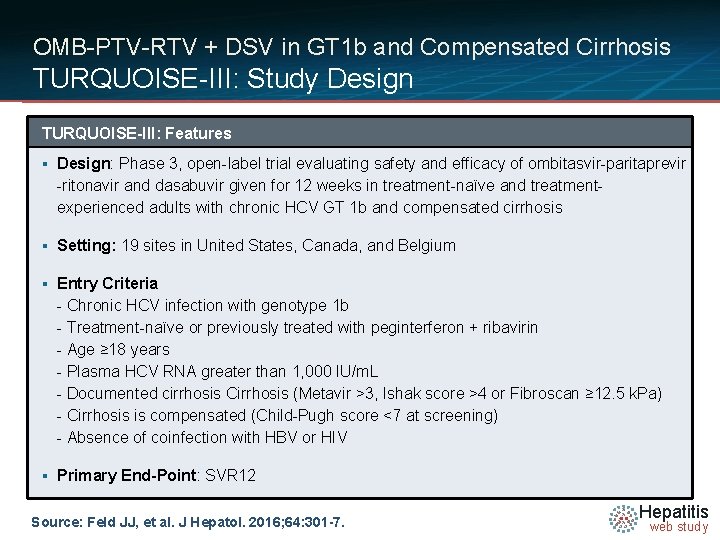 OMB-PTV-RTV + DSV in GT 1 b and Compensated Cirrhosis TURQUOISE-III: Study Design TURQUOISE-III: