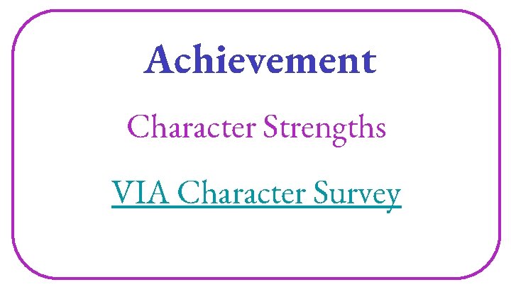Achievement Character Strengths VIA Character Survey 
