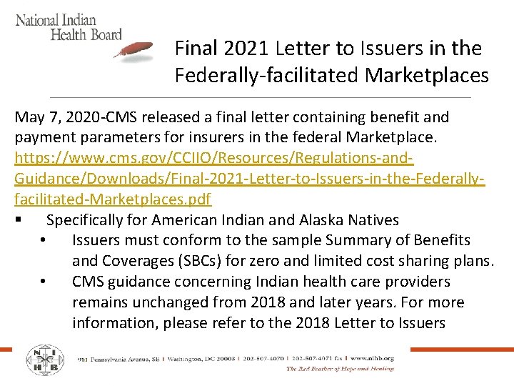 Final 2021 Letter to Issuers in the Federally-facilitated Marketplaces May 7, 2020 -CMS released