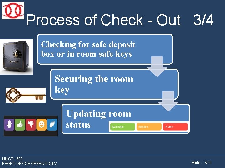 Process of Check - Out 3/4 Checking for safe deposit box or in room