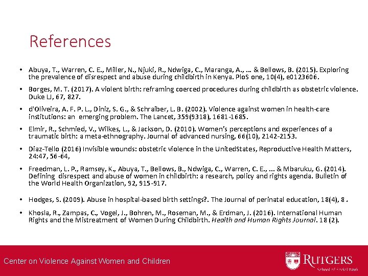 References • Abuya, T. , Warren, C. E. , Miller, N. , Njuki, R.