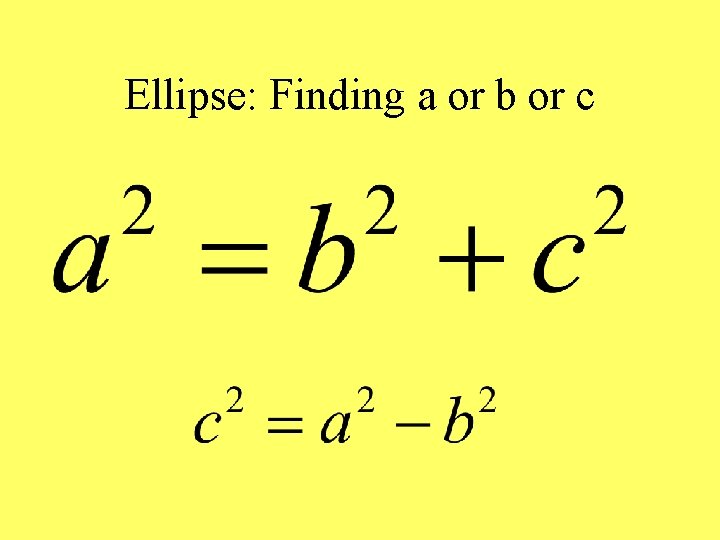 Ellipse: Finding a or b or c 