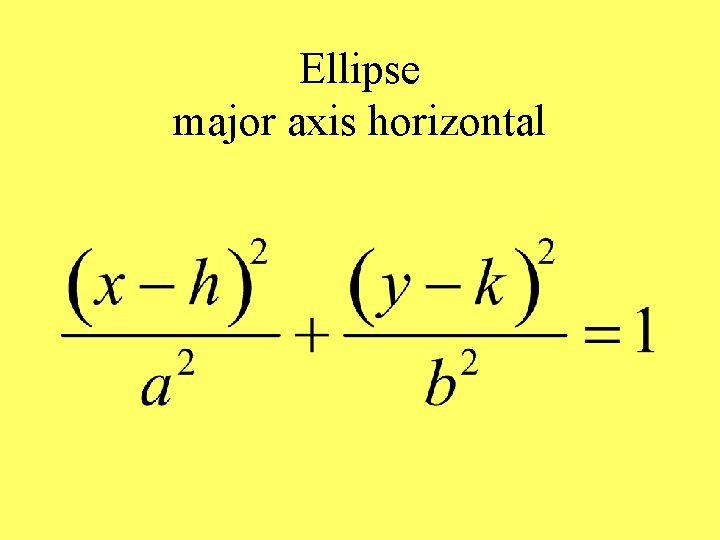 Ellipse major axis horizontal 