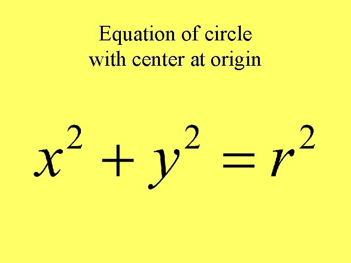 Equation of circle with center at origin 