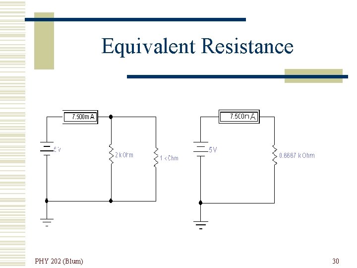 Equivalent Resistance PHY 202 (Blum) 30 